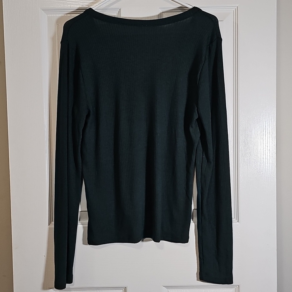 Gap Button Down Long Sleeve Soft Ribbed Stretch Green Cardigan Sweater Size L - Picture 2 of 7